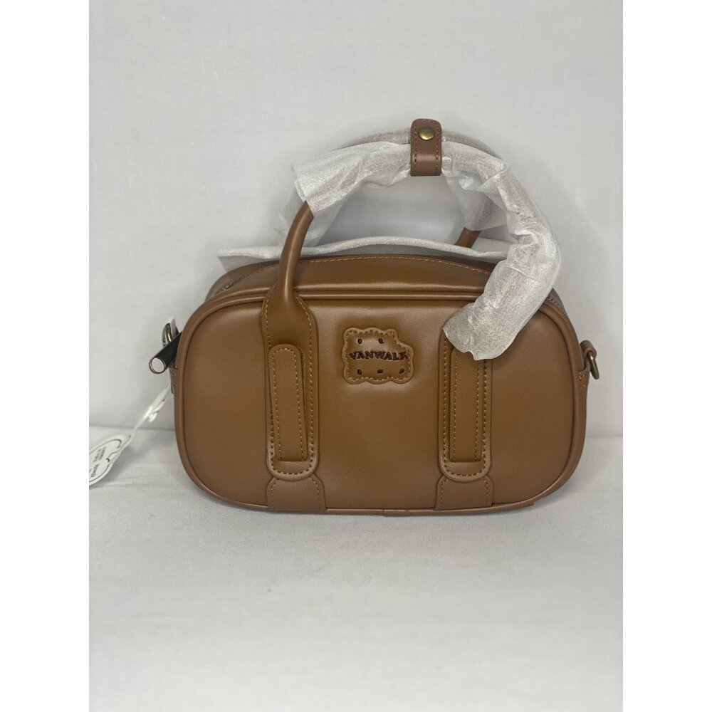 Vanwalk Brown Leather Mini Crossbody Bag With Coin Pouch